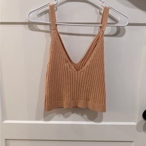 Aerie Tan Ribbed Crop Top